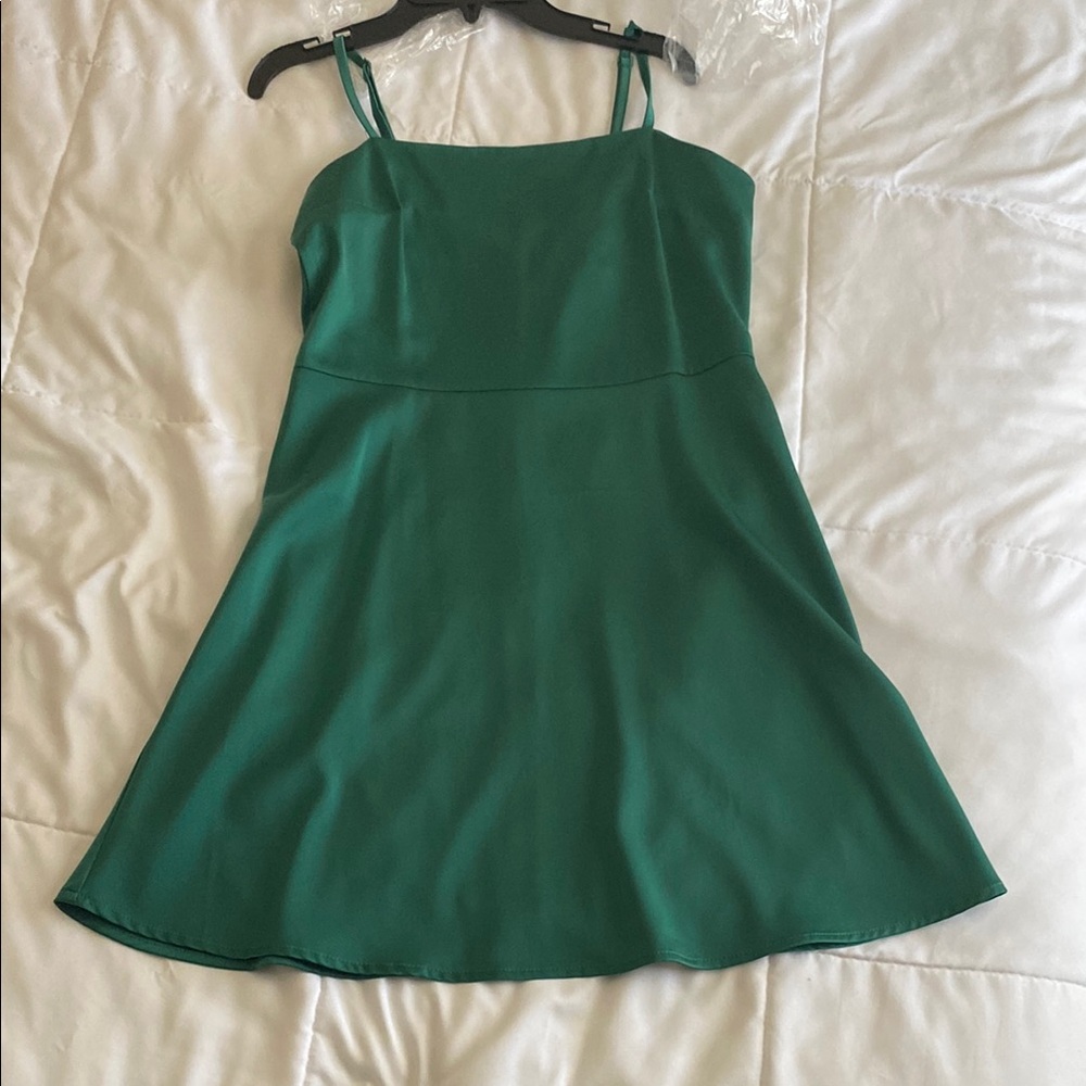 Green Spaghetti Strap Mini Dress